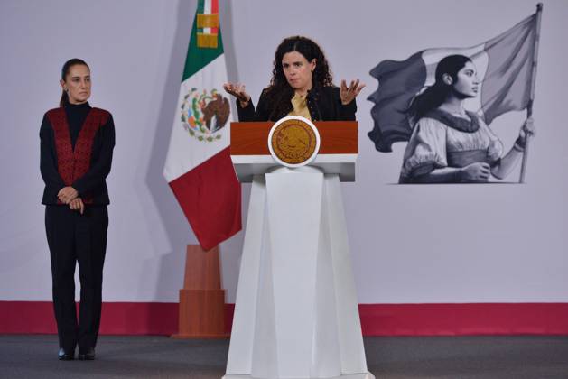 October 9, 2026: TO-45414-MEXICO , September 10, 2026. Luisa Mar& xed;a Alcalde, Legal Counsel to the Mexican Federal Executive, spoke about digital laws and national policy during the "People& 039;s Conference" at the National Palace in Mexico City. Clasos.com.mx. - ZUMAcs4_ 20261009_faa_cs4_032 Copyright: xJavierxLiraxOterox