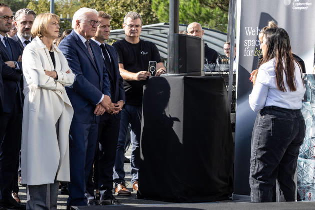 Emmanuel Macron And Frank-Walter Steinmeier Visit in Gironde French President Emmanuel Macron and German President Frank-Walter Steinmeier visit The Exploration Company, a Franco-German space company in Gironde in Le Haillan, France, on October 9, 2026. Photo by Margot Le Gonidec ABACAPRESS.COM Le Haillan France Copyright: xLexGonidecxMargot ABACAx