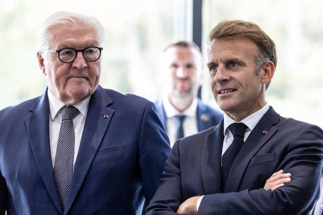 Emmanuel Macron And Frank-Walter Steinmeier Visit in Gironde French President Emmanuel Macron and German President Frank-Walter Steinmeier visit The Exploration Company, a Franco-German space company in Gironde in Le Haillan, France, on October 9, 2026. Photo by Margot Le Gonidec ABACAPRESS.COM Le Haillan France Copyright: xLexGonidecxMargot ABACAx