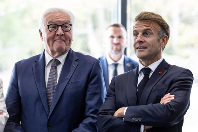 Emmanuel Macron And Frank-Walter Steinmeier Visit in Gironde French President Emmanuel Macron and German President Frank-Walter Steinmeier visit The Exploration Company, a Franco-German space company in Gironde in Le Haillan, France, on October 9, 2026. Photo by Margot Le Gonidec ABACAPRESS.COM Le Haillan France Copyright: xLexGonidecxMargot ABACAx