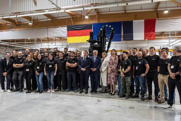 Emmanuel Macron And Frank-Walter Steinmeier Visit in Gironde French President Emmanuel Macron and German President Frank-Walter Steinmeier visit The Exploration Company, a Franco-German space company in Gironde in Le Haillan, France, on October 9, 2026. Photo by Margot Le Gonidec ABACAPRESS.COM Le Haillan France  Copyright: xLexGonidecxMargot ABACAx