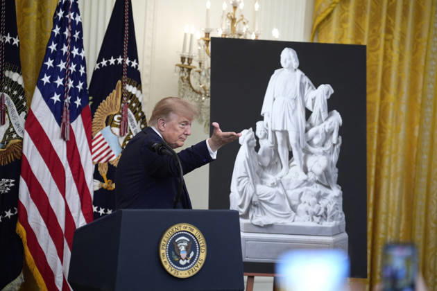 Donald Trump on Columbus Day celebration - Washington US President Donald Trump hosts a Columbus Day celebration in the East Room in Washington on October 9, 2026. Photo by Yuri Gripas ABACAPRESS.COM Washington DC United States Copyright: xGripasxYuri ABACAx