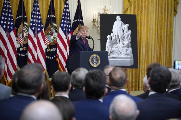 Donald Trump on Columbus Day celebration - Washington US President Donald Trump hosts a Columbus Day celebration in the East Room in Washington on October 9, 2026. Photo by Yuri Gripas ABACAPRESS.COM Washington DC United States Copyright: xGripasxYuri ABACAx