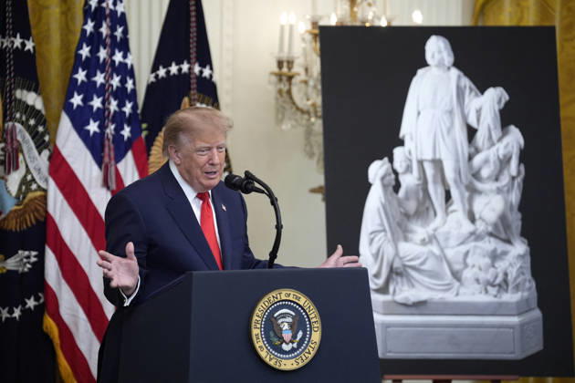 Donald Trump on Columbus Day celebration - Washington US President Donald Trump hosts a Columbus Day celebration in the East Room in Washington on October 9, 2026. Photo by Yuri Gripas ABACAPRESS.COM Washington DC United States Copyright: xGripasxYuri ABACAx
