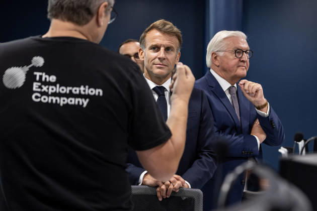 Emmanuel Macron, President of the French Republic, and Frank-Walter Steinmeier, Federal President of Germany, visited the Franco-German company The Exploration Company in Le Haillan, on October 9, 2026, during the German president’s visit to France. Margot Le Gonidec Pool, Bestimage. French President Emmanuel Macron and German President Frank-Walter Steinmeier visit The Exploration Company, a Franco-German space company in Le Haillan, Gironde, France, on October 9, 2026. Le Haillan, France  Copyright: xMargotxLexGonidecx xPoolx xBestimagexMargotxLexGonidecx xPoolx xBestimagex