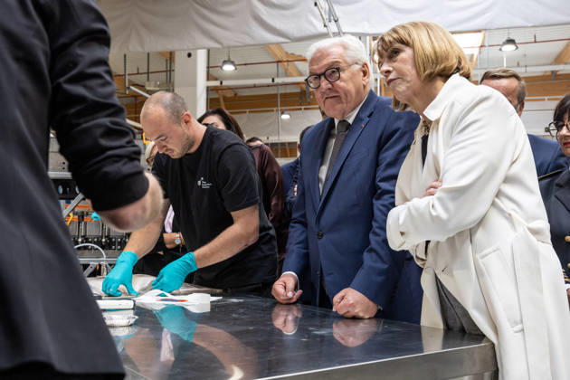 Emmanuel Macron, President of the French Republic, and Frank-Walter Steinmeier, Federal President of Germany, visit the Franco-German company The Exploration Company in Le Haillan, on October 9, 2026, during the German president’s visit to France. Margot Le Gonidec Pool, Bestimage. French President Emmanuel Macron and German President Frank-Walter Steinmeier visit The Exploration Company, a Franco-German space company in Le Haillan, Gironde, France, on October 9, 2026. Le Haillan, France Copyright: xMargotxLexGonidecx xPoolx xBestimagexMargotxLexGonidecx xPoolx xBestimagex