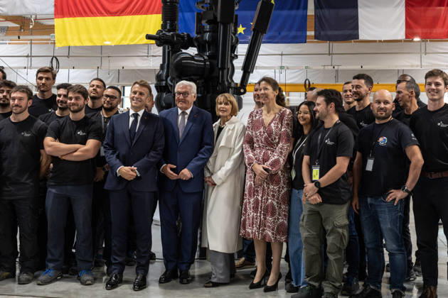 Emmanuel Macron, President of the French Republic, and Frank-Walter Steinmeier, Federal President of Germany, visit the Franco-German company The Exploration Company in Le Haillan, on October 9, 2026, during the German president’s visit to France. Margot Le Gonidec Pool, Bestimage. French President Emmanuel Macron and German President Frank-Walter Steinmeier visit The Exploration Company, a Franco-German space company in Le Haillan, Gironde, France, on October 9, 2026. Le Haillan, France Copyright: xMargotxLexGonidecx xPoolx xBestimagexMargotxLexGonidecx xPoolx xBestimagex