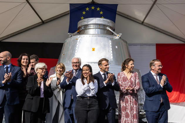 Emmanuel Macron, President of the French Republic, and Frank-Walter Steinmeier, Federal President of Germany, visit the Franco-German company The Exploration Company in Le Haillan, on October 9, 2026, during the German president’s visit to France. Margot Le Gonidec Pool, Bestimage. French President Emmanuel Macron and German President Frank-Walter Steinmeier visit The Exploration Company, a Franco-German space company in Le Haillan, Gironde, France, on October 9, 2026. Le Haillan, France Copyright: xMargotxLexGonidecx xPoolx xBestimagexMargotxLexGonidecx xPoolx xBestimagex