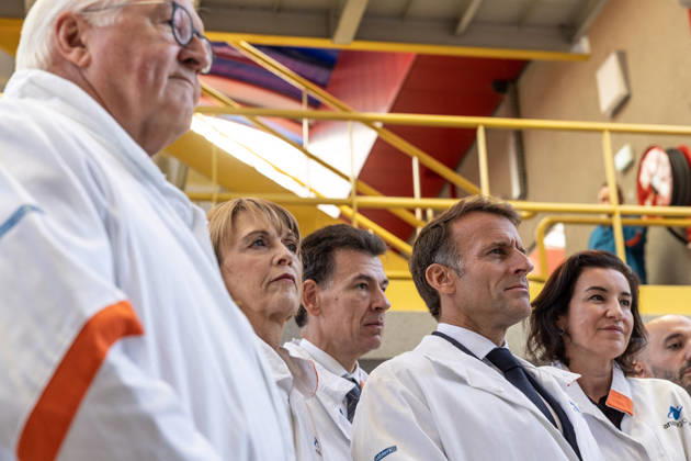 Emmanuel Macron, President of the French Republic, and Frank-Walter Steinmeier, Federal President of Germany, visited the Franco-German company The Exploration Company in Le Haillan, on October 9, 2026, during the German president’s visit to France. Margot Le Gonidec Pool Bestimage French President Emmanuel Macron and German President Frank-Walter Steinmeier visit ArianeGroup, a European aerospace and defense company, during Steinmeier’s state visit to France, in Le Haillan, France, on October 9, 2026 Le Haillan, France Copyright: xMargotxLexGonidecx xPoolx xBestimagexMargotxLexGonidecx xPoolx xBestimagex
