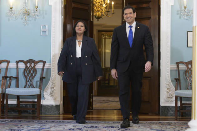 Photograph of the U.S. Secretary of State Marco Rubio and the leather of a Venezuelan opposition bloc, Dinorah Figuera, during a meeting in the Treaty Room at the State Department in Washington, D.C., USA, 09 October 2026. Rubio stated that the dialogue between an opposition bloc led by Dinorah Figuera and the Chavistas to move toward a democratic transition in Venezuela has the full support of the Donald Trump administration. The opposition s dialogue with Chavismo has the full support of the U.S. !ACHTUNG: NUR REDAKTIONELLE NUTZUNG!  Copyright: xLeninxNollyx USA3446 20261009-55021639062_1