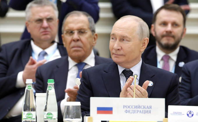 Russia s President Vladimir Putin attend a meeting of the Commonwealth of Independent States (CIS) Heads of State Council in Turkmenbashi on Friday, October 9, 2026. TUR2026100911 KremlinxPressxOffice