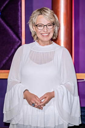MDR - Riverboat. Moderatorin Andrea Ballschuh anläßlich der Aufzeichnung der MDR - Talkshow Riverboat am 09.10.2026 in der Mediacity Leipzig. 20261009SFL0010