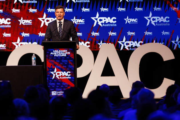 CPAC NATIONAL CONFERENCE 2026, Leader of the Opposition Angus Taylor speaks during the 2026 Conservative Political Action Network (CPAC) national conference at the Royal International Convention Centre in Brisbane, Saturday, October 10, 2026. ( NO ARCHIVING BRISBANE QUEENSLAND Australia  Copyright: xRUSSELLxFREEMANx 20261010110525860037