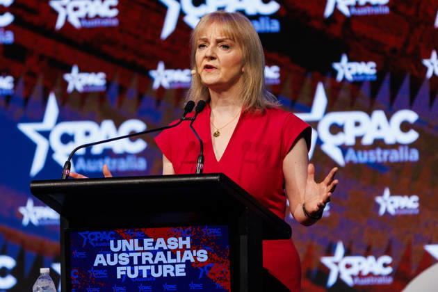 CPAC NATIONAL CONFERENCE 2026, Britain™s former prime minister Liz Truss speaks during the 2026 Conservative Political Action Network (CPAC) national conference at the Royal International Convention Centre in Brisbane, Saturday, October 10, 2026. ( NO ARCHIVING BRISBANE QUEENSLAND Australia  Copyright: xRUSSELLxFREEMANx 20261010121491339426
