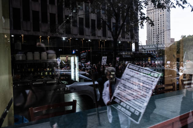 October 9, 2026, New York City, New York, USA: FOLEY SQUARE, NEW YORK, UNITED STATES †OCTOBER 9, 2026: Demonstrators rally on Friday, October 9, 2026, at a protest titled â€oeICE SHOT A NEW YORKER.†The rally began in Foley Square in Lower Manhattan, across the street from ICE headquarters at 26 Federal Plaza. It followed the shooting of a 28-year-old Dominican national by an ICE agent in the Bronxâ€⠢s Marble Hill neighborhood on Thursday, October 8. Mayor Zohran Mamdani said preliminary information indicated that agents surrounded the man, identified as Oscar Belgal, and a 5-year-old child in his car before firing multiple rounds. The child was believed to be physically unharmed. According to DHS, Belgal was the targe - ZUMAt442 20261009_znp_t442_007 Copyright: xBillyxTompkinsx