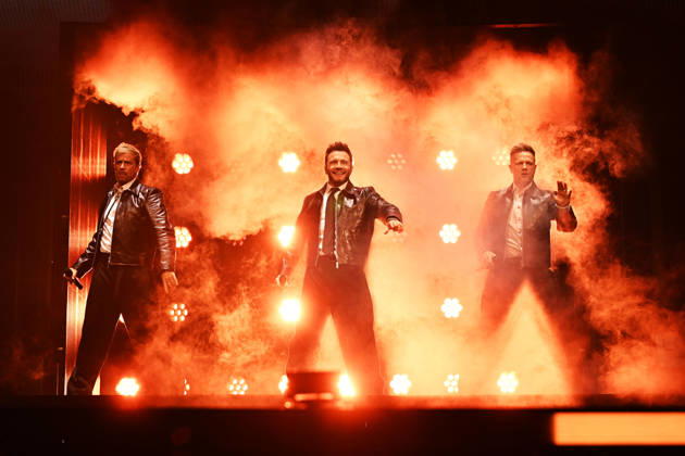 Westlife performing during the 25th Anniversary Tour LONDON, ENGLAND - OCTOBER 09: Kian Egan, Shane Filan and Nicky Byrne of ˜Westlife™ performing during the 25th Anniversary Tour at O2 Arena on October 09 in London, England. CAP MAR MAR Great Britain Copyright: xMartinxHarris CapitalxPicturesx