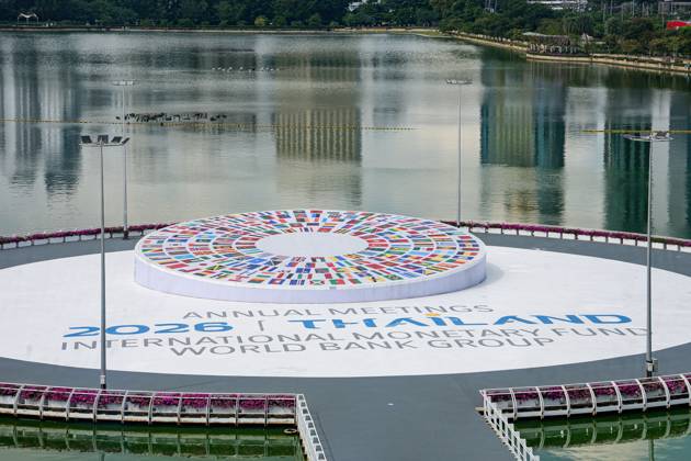Thailand Prepares to Host 2026 IMF - World Bank Group Annual Meetings BANGKOK, THAILAND, OCTOBER 10, 2026: Promotional displays and banners for the 2026 Annual Meetings of the International Monetary Fund (IMF) and the World Bank Group are seen at the Queen Sirikit National Convention Center (QSNCC) in Bangkok, ahead of the meetings scheduled for October 12 - 18. The event will bring together international finance leaders, policymakers and representatives from member countries. Bangkok Thailand Copyright: x xWatsawatxKoktabtimx xJNAxPressx