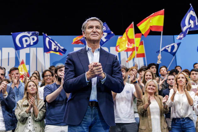 The PP Holds a Pre-Campaign Event at IFEMA Alberto Núnez Feijóo, president of the Popular Party (PP), during a pre-campaign event for the Popular Party (PP) at IFEMA on October 10, 2026, in Madrid, Spain. The PP held its first pre-campaign event today for the general elections on November 29 (29N). Feijóo attended this event alongside the president of the Community of Madrid and the mayor of the capital. October 10, 2026. Carlos Lujá, Madrid, Madrid, Spain  Copyright: xCarlosxLujanx 7834587