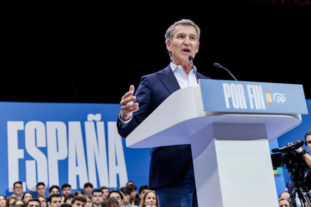 The PP Holds a Pre-Campaign Event at IFEMA Alberto Núnez Feijóo, president of the Popular Party (PP), during a pre-campaign event for the Popular Party (PP) at IFEMA on October 10, 2026, in Madrid, Spain. The PP held its first pre-campaign event today for the general elections on November 29 (29N). Feijóo attended this event alongside the president of the Community of Madrid and the mayor of the capital. October 10, 2026. Carlos Lujá, Madrid, Madrid, Spain  Copyright: xCarlosxLujanx 7834586