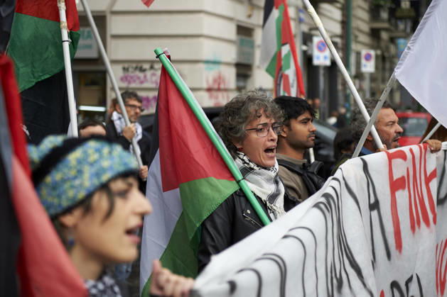Pro-Palestine protests in Naples NAPLES, ITALY - OCTOBER 10: People take part in a protest during the Global Day of Action for Palestine in defence of the Palestinian people, to call for an arms embargo and sanctions against Israel in Naples, on October 10, 2026. Eliano Imperato Anadolu Naples Italy. Editorial use only. Please get in touch for any other usage.  Copyright: x2026xAnadoluxElianoxImperatox