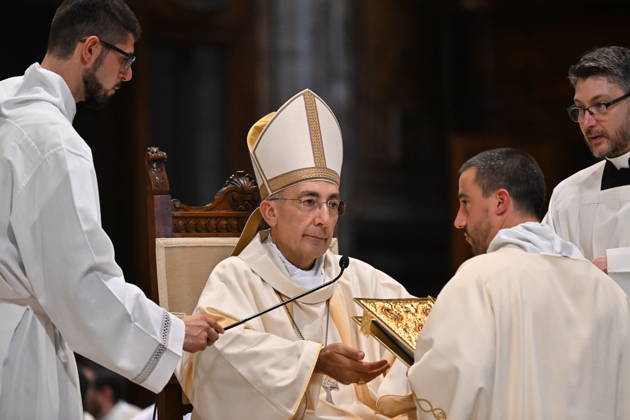 IPA89501818 - Italy, Rome, Vatican, October 10, 2026: Cardinal Baldo Reina celebrates a Mass for the ordination of deacons at St. John Lateran. Photograph by ALESSIA GIULIANI Catholic Press Photo  Copyright: xx xAlessiaxGiuliani Catholipressphox IPA89501818