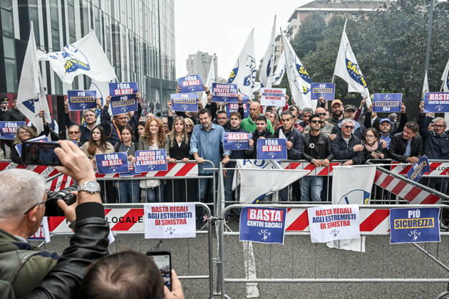 October 10, 2026, Milan, Mi, Italy: Deputy Prime Minister Matteo Salvini and Lega deputy secretary Silvia Sardone at the Lega rally Milan safer, stop social centers. Near the Lambretta Social Center, Via Rizzoli, 10 10 2026 Milan Milan Italy  - ZUMAa289 20261010_zia_a289_081 Copyright: xNicolaxMarfisix xAgfx