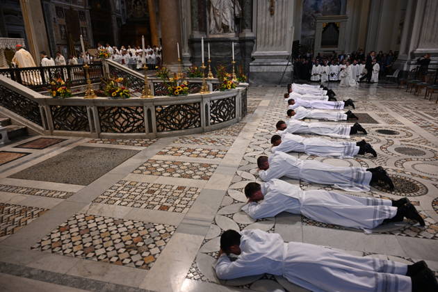 IPA89501711 - Italy, Rome, Vatican, October 10, 2026: Cardinal Baldo Reina celebrates a Mass for the ordination of deacons at St. John Lateran. Photograph by ALESSIA GIULIANI Catholic Press Photo Copyright: xx xAlessiaxGiuliani Catholipressphox IPA89501711