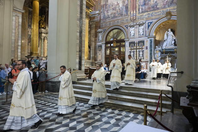 ITALY - ORDINATION -DIACONAL -2026 10 10 Italy, Rome, Vatican, October 10, 2026: Cardinal Baldo Reina celebrates a Mass for the ordination of deacons at St. John Lateran. EDITORIAL USE ONLY - NO BOOKS Copyright: xALESSIAxGIULIANI xCatholicxPressxPhotox