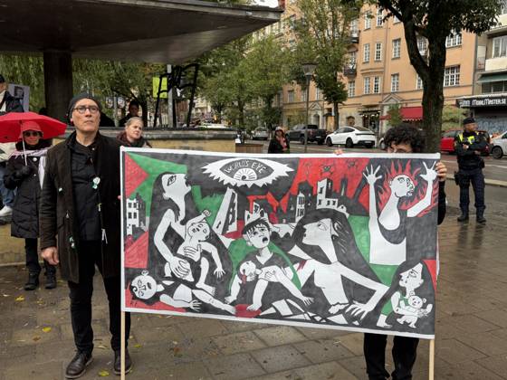 Demonstrators march in Stockholm to show solidarity with Palestinians STOCKHOLM, SWEDEN - OCTOBER 10: Demonstrators march to draw attention to the situation in Palestine and mark the third anniversary of the war in Gaza, on October 10, 2026, in Stockholm, Sweden. Atila Altuntas Anadolu Stockholm Sweden. Editorial use only. Please get in touch for any other usage.  Copyright: x2026xAnadoluxAtilaxAltuntasx