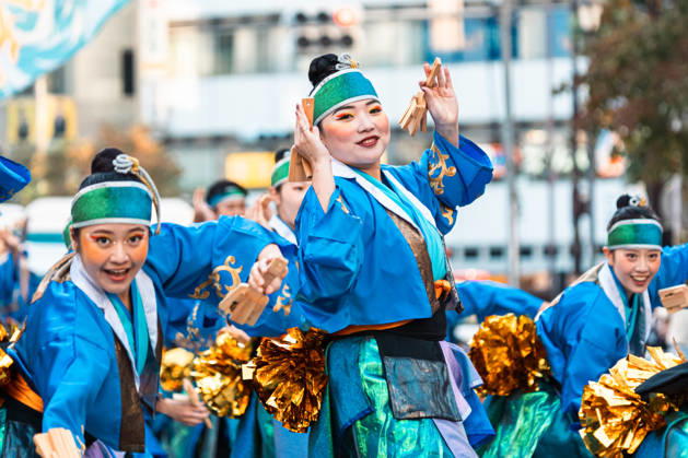 General view, October 10, 2026 - Dancers perform during the eve-of-festival events of the 27th Tokyo Yosakoi Festival in Ikebukuro, Tokyo, Japan, on October 10, 2026. Part of the Fukuro Matsuri celebrations, the event brings together yosakoi dance teams in colorful costumes for energetic performances combining traditional Japanese dance influences with contemporary music and choreography. aflo_354761331