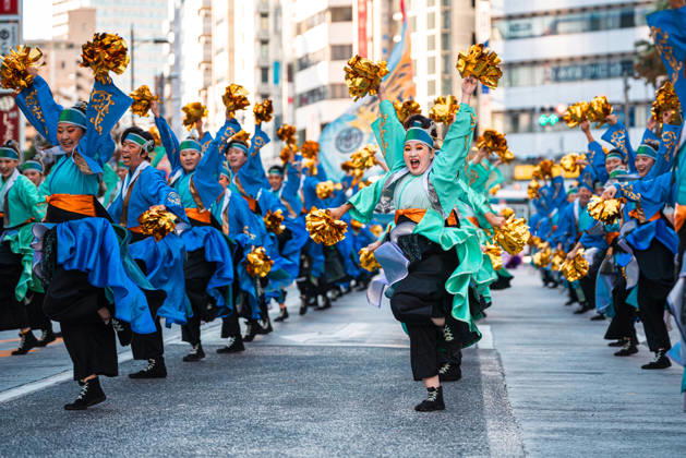 General view, October 10, 2026 - Dancers perform during the eve-of-festival events of the 27th Tokyo Yosakoi Festival in Ikebukuro, Tokyo, Japan, on October 10, 2026. Part of the Fukuro Matsuri celebrations, the event brings together yosakoi dance teams in colorful costumes for energetic performances combining traditional Japanese dance influences with contemporary music and choreography. aflo_354761335