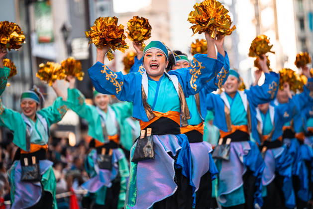 General view, October 10, 2026 - Dancers perform during the eve-of-festival events of the 27th Tokyo Yosakoi Festival in Ikebukuro, Tokyo, Japan, on October 10, 2026. Part of the Fukuro Matsuri celebrations, the event brings together yosakoi dance teams in colorful costumes for energetic performances combining traditional Japanese dance influences with contemporary music and choreography.  aflo_354761338