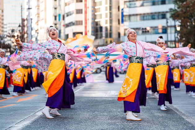 General view, October 10, 2026 - Dancers perform during the eve-of-festival events of the 27th Tokyo Yosakoi Festival in Ikebukuro, Tokyo, Japan, on October 10, 2026. Part of the Fukuro Matsuri celebrations, the event brings together yosakoi dance teams in colorful costumes for energetic performances combining traditional Japanese dance influences with contemporary music and choreography. aflo_354761344