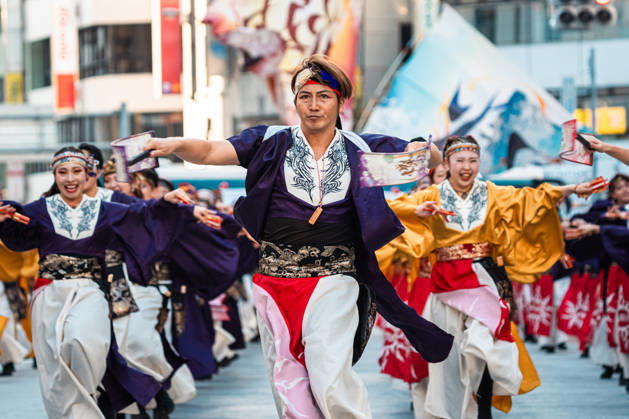 General view, October 10, 2026 - Dancers perform during the eve-of-festival events of the 27th Tokyo Yosakoi Festival in Ikebukuro, Tokyo, Japan, on October 10, 2026. Part of the Fukuro Matsuri celebrations, the event brings together yosakoi dance teams in colorful costumes for energetic performances combining traditional Japanese dance influences with contemporary music and choreography. aflo_354761361