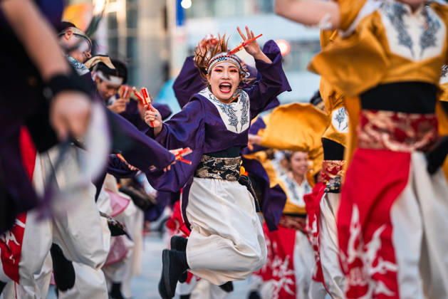 General view, October 10, 2026 - Dancers perform during the eve-of-festival events of the 27th Tokyo Yosakoi Festival in Ikebukuro, Tokyo, Japan, on October 10, 2026. Part of the Fukuro Matsuri celebrations, the event brings together yosakoi dance teams in colorful costumes for energetic performances combining traditional Japanese dance influences with contemporary music and choreography. aflo_354761377