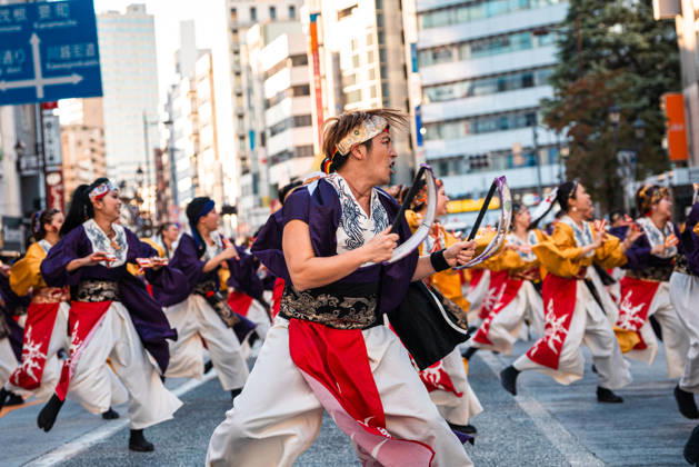 General view, October 10, 2026 - Dancers perform during the eve-of-festival events of the 27th Tokyo Yosakoi Festival in Ikebukuro, Tokyo, Japan, on October 10, 2026. Part of the Fukuro Matsuri celebrations, the event brings together yosakoi dance teams in colorful costumes for energetic performances combining traditional Japanese dance influences with contemporary music and choreography. aflo_354761382