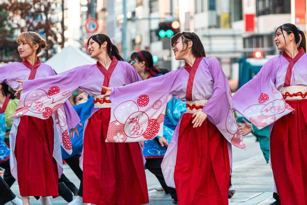General view, October 10, 2026 - Dancers perform during the eve-of-festival events of the 27th Tokyo Yosakoi Festival in Ikebukuro, Tokyo, Japan, on October 10, 2026. Part of the Fukuro Matsuri celebrations, the event brings together yosakoi dance teams in colorful costumes for energetic performances combining traditional Japanese dance influences with contemporary music and choreography. aflo_354761418