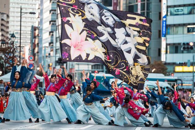 General view, October 10, 2026 - Dancers perform during the eve-of-festival events of the 27th Tokyo Yosakoi Festival in Ikebukuro, Tokyo, Japan, on October 10, 2026. Part of the Fukuro Matsuri celebrations, the event brings together yosakoi dance teams in colorful costumes for energetic performances combining traditional Japanese dance influences with contemporary music and choreography.  aflo_354761602