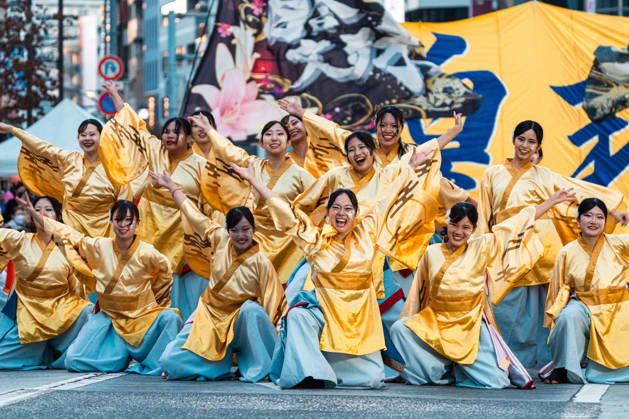 General view, October 10, 2026 - Dancers perform during the eve-of-festival events of the 27th Tokyo Yosakoi Festival in Ikebukuro, Tokyo, Japan, on October 10, 2026. Part of the Fukuro Matsuri celebrations, the event brings together yosakoi dance teams in colorful costumes for energetic performances combining traditional Japanese dance influences with contemporary music and choreography.  aflo_354761612