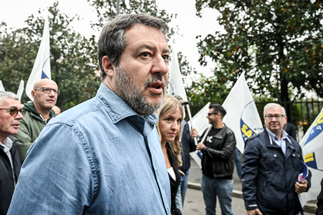 October 10, 2026, Milan, Mi, Italy: Deputy Prime Minister Matteo Salvini and Lega deputy secretary Silvia Sardone at the Lega rally Milan safer, stop social centers. Near the Lambretta Social Center, Via Rizzoli, 10 10 2026 Milan Milan Italy - ZUMAa289 20261010_zia_a289_023 Copyright: xNicolaxMarfisix xAgfx