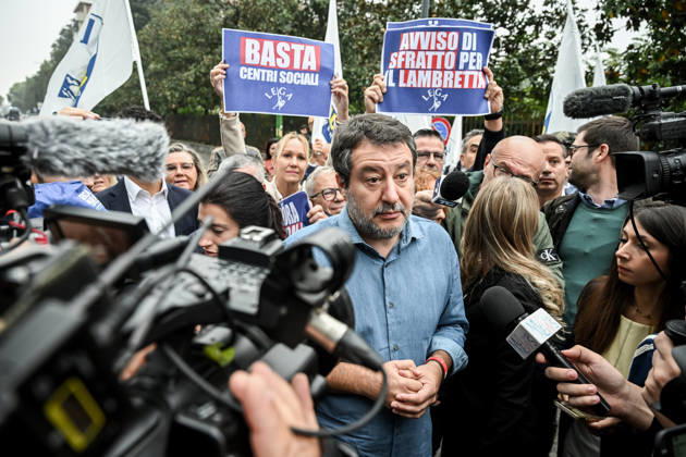 October 10, 2026, Milan, Mi, Italy: Deputy Prime Minister Matteo Salvini at the League rally Milan safer, stop social centers. Near the Lambretta Social Center, Via Rizzoli, 10 10 2026 Milan Milan Italy  - ZUMAa289 20261010_zia_a289_024 Copyright: xNicolaxMarfisix xAgfx