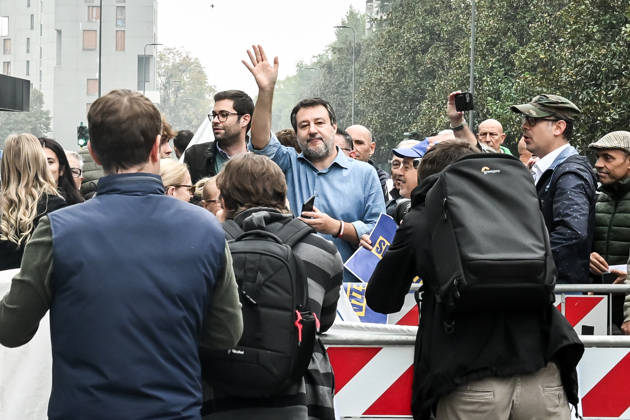 October 10, 2026, Milan, Mi, Italy: Deputy Prime Minister Matteo Salvini at the League rally Milan safer, stop social centers. Near the Lambretta Social Center, Via Rizzoli, 10 10 2026 Milan Milan Italy  - ZUMAa289 20261010_zia_a289_031 Copyright: xNicolaxMarfisix xAgfx