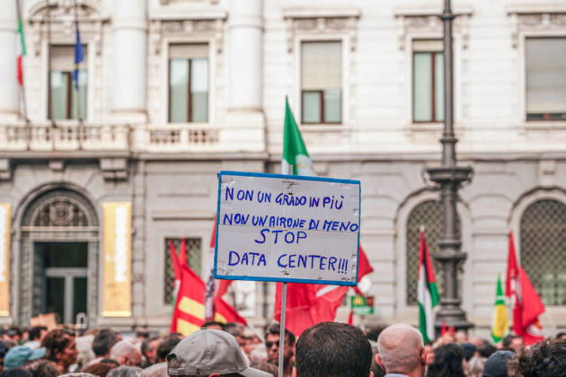 IPA89502931 - Milan, October 10, 2026 A protest organized by local No Data Centers committees to demand a halt to the construction and operation of new data centers in the province of Milan.  Copyright: xEmanuelexRobertoxDexCarlix xDecax IPA89502931