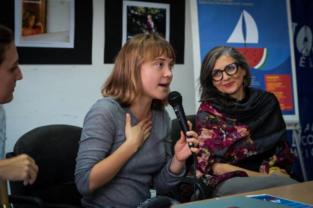 IPA89503813 - Naples, October 10, 2026 Conference at the former NATO base; Greta Thunberg in Bagnoli discussing CPRs, and today at the march and the pro-Pal debate with Francesca Albanese (NeaPhoto Renato Esposito)  Copyright: xx xx IPA89503813