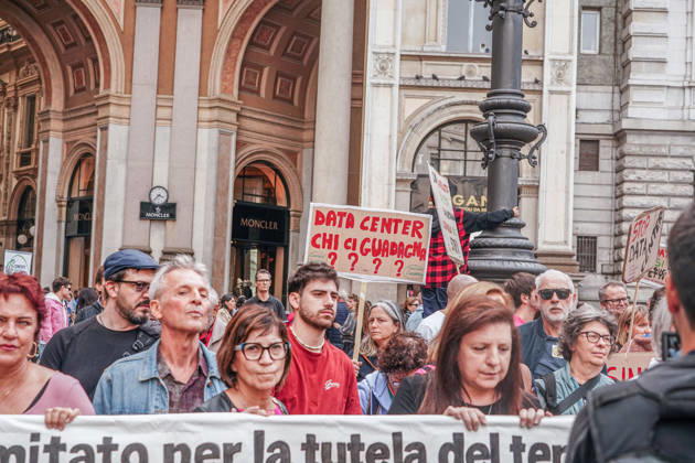 IPA89502932 - Milan, October 10, 2026 A protest organized by local No Data Centers committees to demand a halt to the construction and operation of new data centers in the province of Milan.  Copyright: xEmanuelexRobertoxDexCarlix xDecax IPA89502932