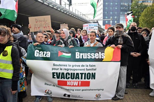 Demonstrators march in Brussels to commemorate Palestinians who lost their lives in Gaza BRUSSELS, BELGIUM - OCTOBER 10: Hundreds of demonstrators gather outside Brussels-Midi railway station before marching toward the Israeli Embassy to commemorate Palestinians who lost their lives in Gaza and call for political measures against Israel, in Brussels, Belgium, on October 10, 2026. Dursun Aydemir Anadolu Brussels Belgium. Editorial use only. Please get in touch for any other usage.  Copyright: x2026xAnadoluxDursunxAydemirx