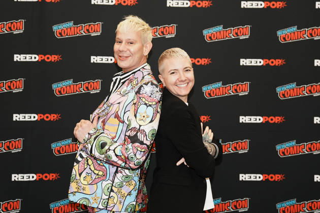 October 10, 2026, New York, New York, USA: Drag queen and actor JIMBO and writer director JEM GARRARD pose for a photo as Tubi presents R.L. Stine s Pumpkin 2 at the 2026 NY Comic Con at the Javits Center on October 10, 2026 in New York. New York USA - ZUMAb148 20261010_zap_b148_013 Copyright: xBryanxSmithx