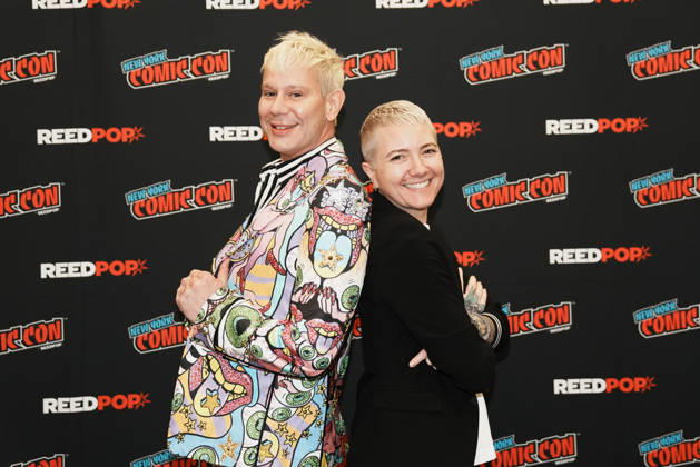 October 10, 2026, New York, New York, USA: Drag queen and actor JIMBO and writer director JEM GARRARD pose for a photo as Tubi presents R.L. Stine s Pumpkin 2 at the 2026 NY Comic Con at the Javits Center on October 10, 2026 in New York. New York USA - ZUMAb148 20261010_zap_b148_010 Copyright: xBryanxSmithx