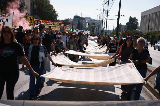 Global day of Action for Palestine protest in Athens ATHENS, GREECE - OCTOBER 10 : People take part in a protest during the Global Day of Action for Palestine in Athens, Greece on October 10, 2026. Costas Baltas Anadolu Athens Greece. Editorial use only. Please get in touch for any other usage.  Copyright: x2026xAnadoluxCostasxBaltasx