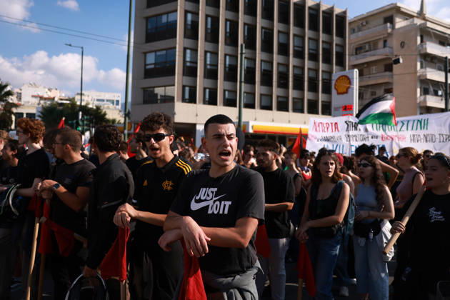 Global day of Action for Palestine protest in Athens ATHENS, GREECE - OCTOBER 10 : People take part in a protest during the Global Day of Action for Palestine in Athens, Greece on October 10, 2026. Costas Baltas Anadolu Athens Greece. Editorial use only. Please get in touch for any other usage.  Copyright: x2026xAnadoluxCostasxBaltasx